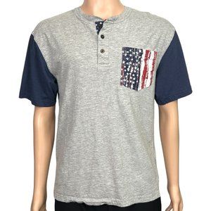 American Legacy Mens‎ M Patriotic USA American Flag Pullover Short Sleeve Shirt